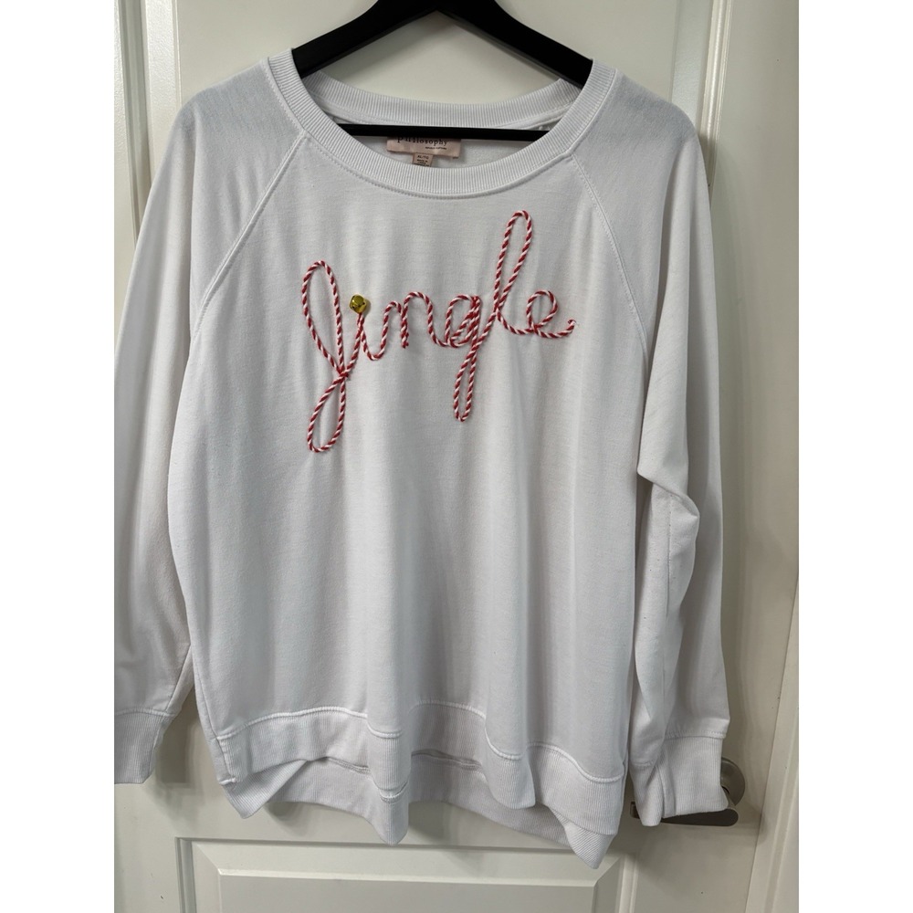 Philosophy Christmas Jingle Bell Lightweight Long Sleeve Sweatshirt White XL